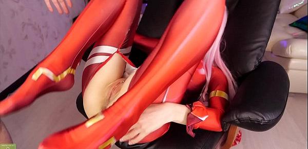  New Zero Two cosplay bg ANAL and toys Purple Bitch